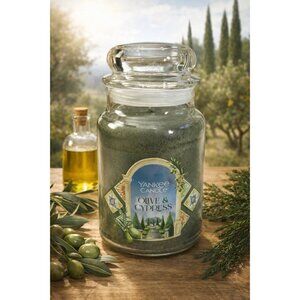 🕯️Yankee Candle Olive & Cypress 22oz Large Jar Fresh Green Woodsy